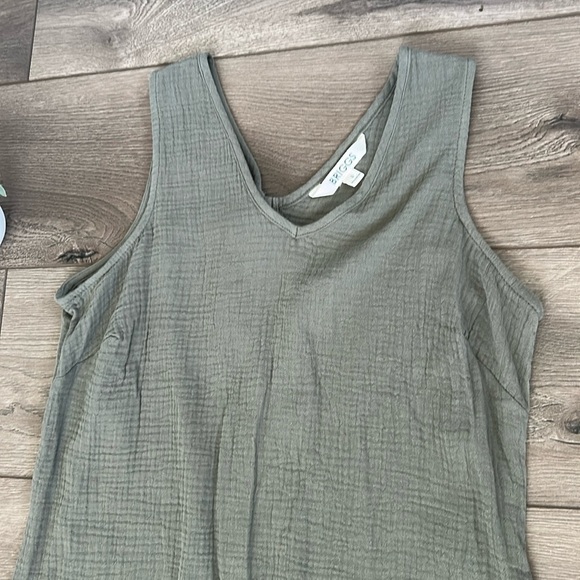 BRIGGS Sleeveless Olive Green Dress 100% Cotton Gauze Size Small - Picture 3 of 5